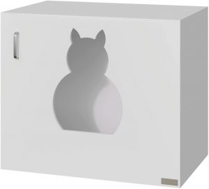 arenero para gato con puerta de madera pawhut